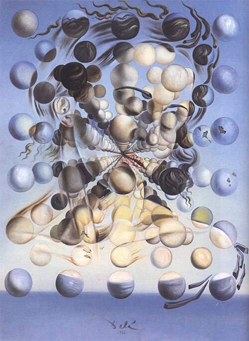 薩爾瓦多·達利(Salvador Dali)的畫作《球體的加拉蒂亞》(Galatea of the Spheres)，展示了他的繆斯女神加拉(Gala)，由數百個球體繪製而成